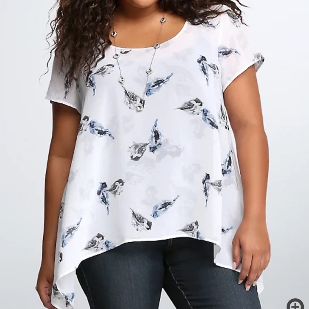 Torrid Bird Print Chiffon Blouse